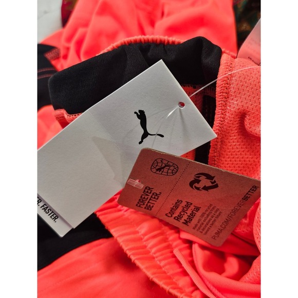 Puma Men's Athletic Shorts Orange Black Logo Size Medium Gym Workout Running - Picture 6 of 6